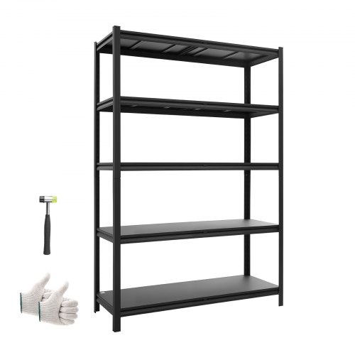 VEVOR Schwerlastregal 1230x465x1813mm, 1134kg Belastbares Lagerregal mit Stahlgestell & 5 Verstellbaren Ablagen, Teilbares Steckregal als Werkbank, Flexibles Metallregal für Keller Garage Werkstatt