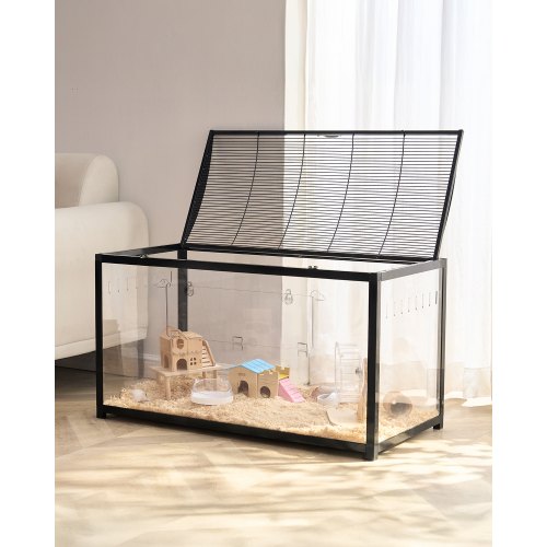 

VEVOR Hamsterkäfig, 360°-Sicht, transparenter Hamsterlebensraum, Kleintierkäfig, 96x47x55 cm, belüfteter Mäusekäfig mit Vordertür, Rattenkäfig, tragbares Hamsterhaus für Ratten, Meerschweinchen