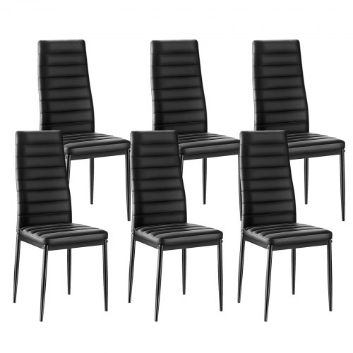VEVOR moderner Esszimmerstuhl (6 Stk.) eleganter gepolsterter Leder-Beistellstuhl (136 kg belastbar) für Esstische, platzsparender Küchentischstuhl mit dicken Kissen & Metallbeinen, Weiß Cafeteria
