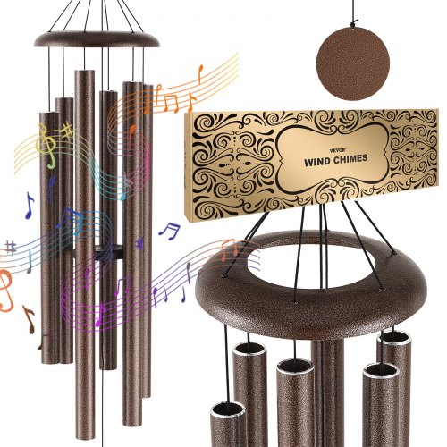 VEVOR Windspiel für draußen, 127 cm, Windspiel mit tiefem Ton und 6 Röhren, einzigartiges großes Gedenk-Windspiel zum Jahrestag, tolle Außendekoration für Ihre Terrasse, Veranda, Ihren Garten und Hinterhof, Kupferader
