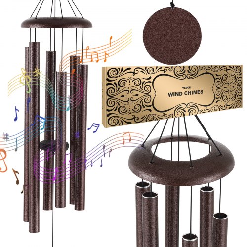 VEVOR Windspiel für draußen, 45 Zoll, Windspiel mit tiefem Ton und 6 Röhren, einzigartiges großes Gedenk-Windspiel zum Jahrestag, tolle Außendekoration für Ihre Terrasse, Veranda, Ihren Garten und Hinterhof, Bronze JSFLQTS45INCMP911V0