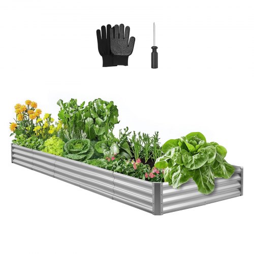 VEVOR Hochbeet Metall 3600x1200x290 mm, Pflanzbeet, Gemüsebeet, Pflanzkasten mit offenem Boden & abgerundeten Kanten, Blumenbeet, Kräuterbeet, für Gemüse, Blumen, Kräuter & Sukkulenten, verzinkt