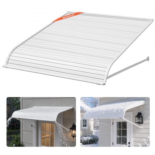 VEVOR Fenstermarkise 121,9x106,6x51cm, Türvordach, leichte & stabile Aluminium-Außenmarkisen, Überdachung, Schutz vor Regen, Schnee & Sonnenlicht für Tür, Eingang, Fenster, Terrasse, Veranda