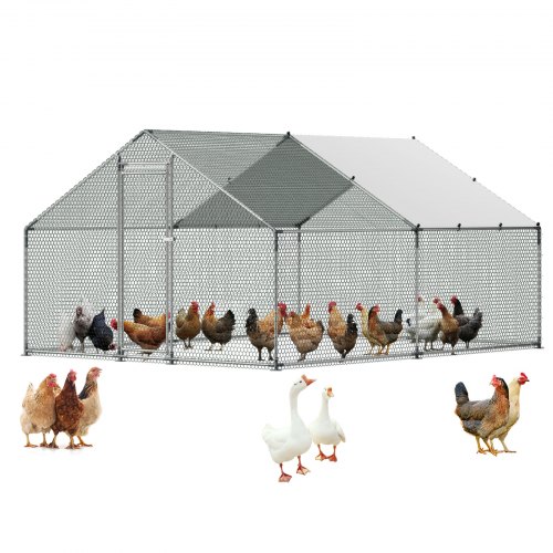 

VEVOR Hühnerstall 3x4x2 m, begehbarer Hühnerauslauf mit Abdeckung, Hühnerhaus mit Turmdach & Sicherheitsschloss, Enten- & Kaninchenkäfig, Geflügelgehege für Hinterhof, Bauernhof, Hof