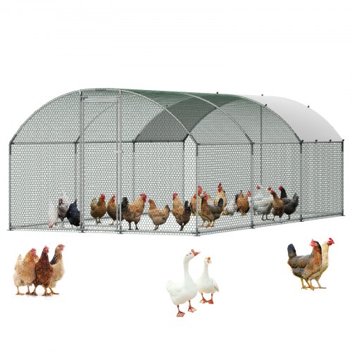 VEVOR Hühnerstall, 3x6x2 m, begehbarer Hühnerauslauf mit Abdeckung, Hühnerhaus mit Doppeldach & Sicherheitsschloss, Enten- & Kaninchenkäfig, Geflügelgehege für Hinterhof, Bauernhof, Hof
