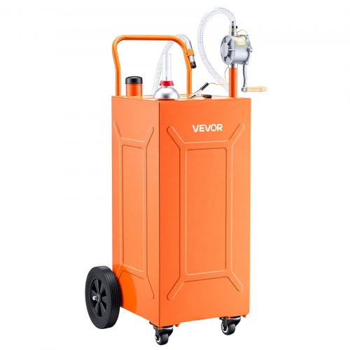 VEVOR 132,5L Kraftstofftrolley Mobile Tankanlage mit Manueller Pumpe Orange, Kohlenstoffstahl, Inkl. 4 Rolle & 3m Förderschlauch, Max. 17,8L/min Durchfluss, Benzin & Diesel, Ideal für ATV UTV Motorrad