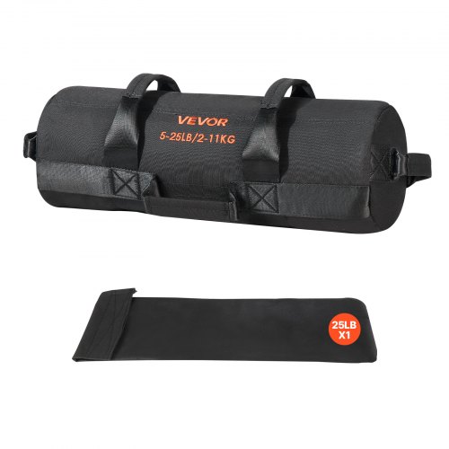 

VEVOR Workout-Sandsack, strapazierfähige Powerbags Sandsack-Trainingstasche mit Griffen, verstellbar 2-11 kg für Fitness-Krafttraining, Cross-Training, Fitnessstudio-Übungen, Schwarz (ungefüllt)