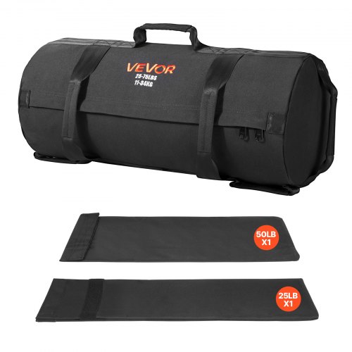 

VEVOR Workout-Sandsack, strapazierfähige Powerbags Sandsack-Trainingstasche mit Griffen, einstellbar 11-34 kg für Fitness-Krafttraining, Cross-Training, Fitnessstudio-Übungen, Schwarz (ungefüllt)