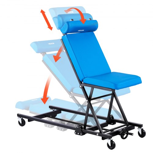 VEVOR Werkstattliege Höhenverstellbar 123 cm 258 kg Rollbar mit Kopfstütze, Werkstattstuhl für Unterflurmontage mit Verstellbarer Rücken- und Kopfstütze, Gepolstert für Auto- und Flugzeugreparatur