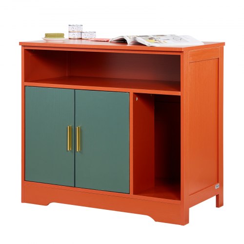 VEVOR Katzenschrank 792x430x710 mm, Katzenklo Schrank mit Regal & Stauraum, Katzenhaus aus Holz im modernen Stil für den Innenbereich, passend für die meisten Katzentoiletten, Rot & Grün