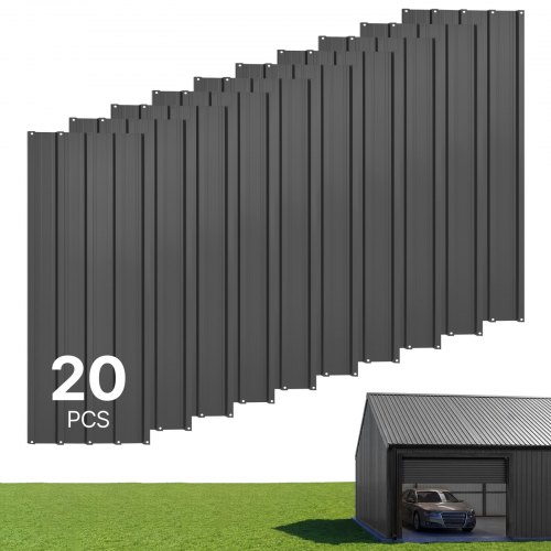 VEVOR 20er Trapezblech Set, 1080 x 426 mm Lackiertes Dachblech aus Verzinktem Stahl, Wetterfestes Profilblech mit Regenrillen, Wellplatten Schlagfest für Dach Schuppen Carports & Wandverkleidung, Grau