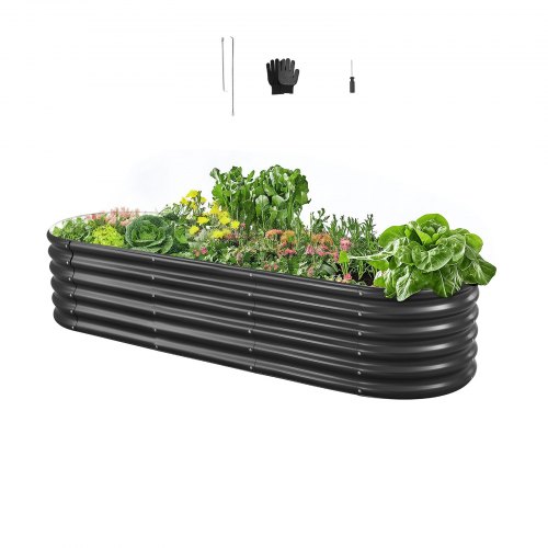 VEVOR Hochbeet Metall 2000x600x420 mm, Pflanzbeet, Gemüsebeet, Pflanzkasten mit offenem Boden & abgerundeten Kanten, Blumenbeet, Kräuterbeet, ideal für Gemüse, Blumen, Kräuter & Sukkulenten, Oval