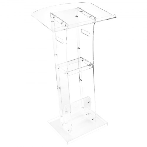 VEVOR Podiumständer Rednerpult (109 cm) aus Acryl, tragbarer Laptop-Schreibtisch mit breiter Lesefläche & Ablagefläche & Buchstopper, bodenstehend, für Klassenzimmer Hochzeiten Konferenzen
