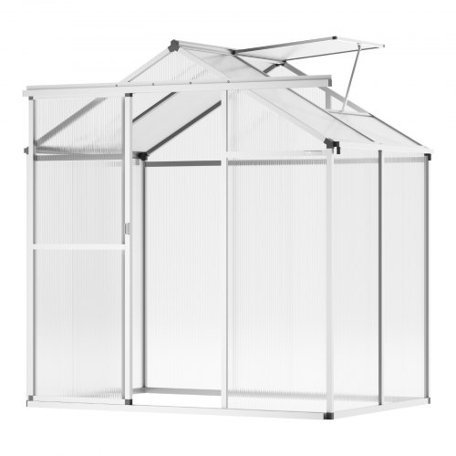 

VEVOR Gewächshaus aus Polycarbonat, 184x126x193cm, Pflanzenhaus mit verstellbaren Lüftungsfenstern, Treibhaus im Pavillon-Stil mit Schiebetür, begehbares Gewächshaus-Set aus Aluminium für den Garten