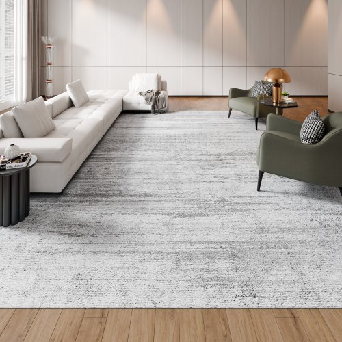 VEVOR Wohnzimmerteppich 3048x4267mm Teppich rutschfeste Bodenmatte modern Grau