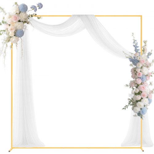 VEVOR Bogenhintergrundständer, 2x2 m, Hochzeitbogen, quadratischer, goldfarbener Metall-Hintergrundständer für Hochzeiten, Geburtstagsfeiern, Abschlussfeiern, Feiertage & Zeremoniendekorationen