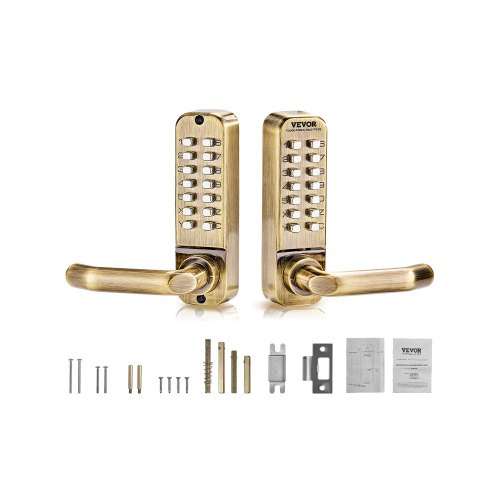 VEVOR mechanisches schlüsselloses Türschloss mit doppelseitiger Tastatur (14 Tasten), schlüsselloses Türschloss mit Griff, Codeschloss für Haus Büro Außenzaun Hof (35-65 mm dicke Tür)