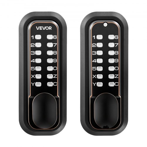 VEVOR Mechanisches Codeschloss mit Doppelseitigem Tastenschloss (4- bis 7-stelliger Code), Schlüsselloses Türschloss mit Türknauf & Automatischer Verriegelung, für Haustüren Garagen, Ölgebronzefarben