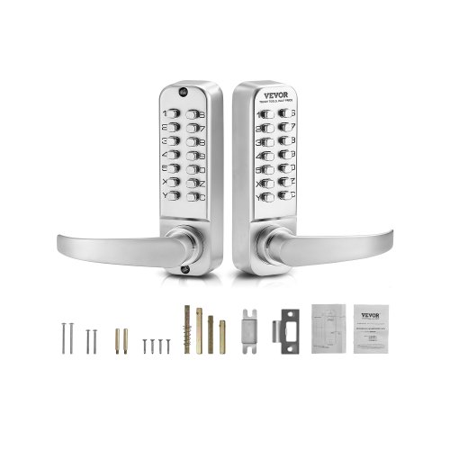 VEVOR mechanisches schlüsselloses Türschloss mit doppelseitiger Tastatur (14 Tasten), schlüsselloses Türschloss aus Edelstahl, eingebautes Codeschloss für Haus Büro Außenzaun Garage