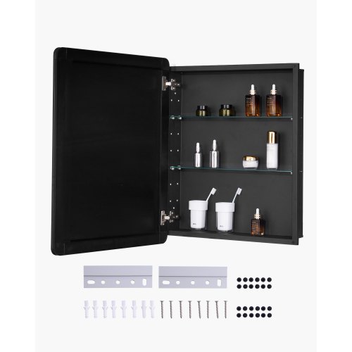 

VEVOR Spiegelschrank verspiegelter Arzneischrank Medizinschrank (662 x 135 x 762 mm) für Badezimmer mit Spiegeltür & verstellbaren Glasböden, Einbau- und Wandmontage, Aluminiumrahmen, Badschrank