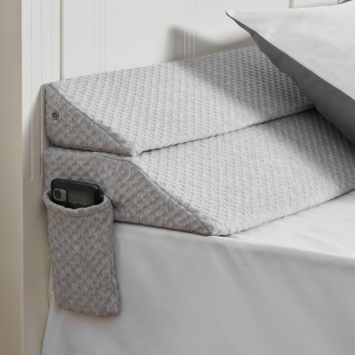 VEVOR Queeninformat Bettkeil 1524x254x152 mm, Matratzenkeil Kissen, Gap Filler, 0-177,8 mm Bett-Lückenfüller 25D-Kopfteilkeil aus hochdichtem Schaumstoff, Matratzenkeil mit Seitentasche, Grau
