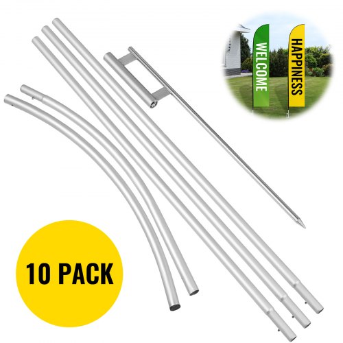 

VEVOR Standard Größe Oxford Swooper Flagge 10 x 6 Stk 16 Fuß Zeichen Banner Aluminiumlegierung, 4,3 m Swooper Flagge Werbung Schild mit Fahnenmast-Set und Erdspieß Werbung Schild Slogan-Flaggen