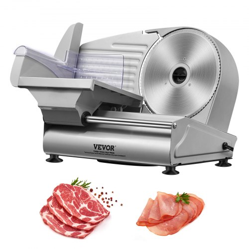 VEVOR Heimgebrauch Fleisch Allesschneider 180 W, 80–120 U/min Elektrische Aufschnittmaschine Lebensmittelschneider mit SUS420 Klingen, 0–15 mm Einstellbare Dicke für Fleisch, Käse usw.