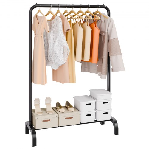 VEVOR Kleiderständer Garderobenständer 1 Kleiderstange, Strapazierfähiger Kleiderständer Schwarz 400 x 1010 x 1510 mm Kleiderständer für Schlafzimmer, Wäscheraum, Ankleidezimmer, Eingang usw.