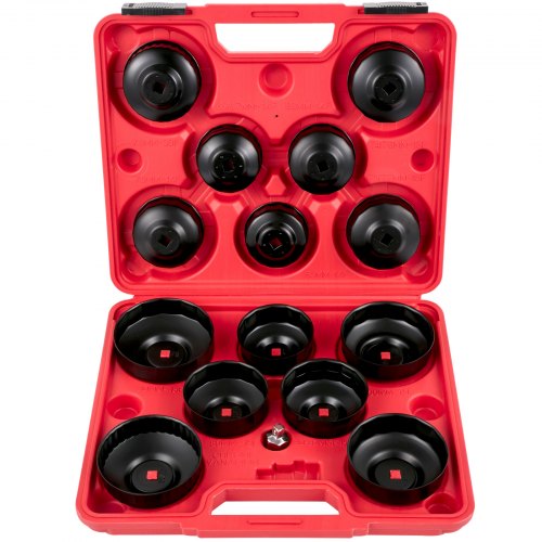 VEVOR Ölfilter-Steckschlüsselsatz, 14-teiliges Ölfilterschlüssel-Set, Robuster Ölfilter-Steckschlüsselsatz aus Stahl, 3/8 Zoll Ölfilter-Steckschlüsselsatz, Ölfilter-Steckschlüsselsatz