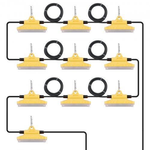 

VEVOR 30,5m Baustrahler, 150 W, 15000 lm, 10er Lichterkette für die Arbeit, 5000–5500 K, IP65 wasserdicht, mit Aufhängehaken, für Baustelle, temporäre Beleuchtung im Innen- und Außenbereich
