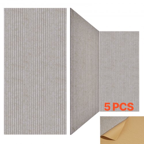 

VEVOR 5er-Pack Akustikplatten mit Selbstklebeband, 1200x600x10 m schalldichte Schaumstoffplatten, Akustik Wandpaneele aus Polyesterfaser, für Zuhause, Studio, Büro, Theater, Kamel
