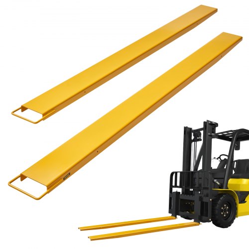 VEVOR Palettengabelverlängerungen, 243,8 cm Länge, 14 cm Breite, robuste Gabelverlängerungen aus Karbonstahl für Gabelstapler, 1 Paar Gabelstaplerverlängerungen, industrielle Gabelaufsätze für Gabelstapler, gelb
