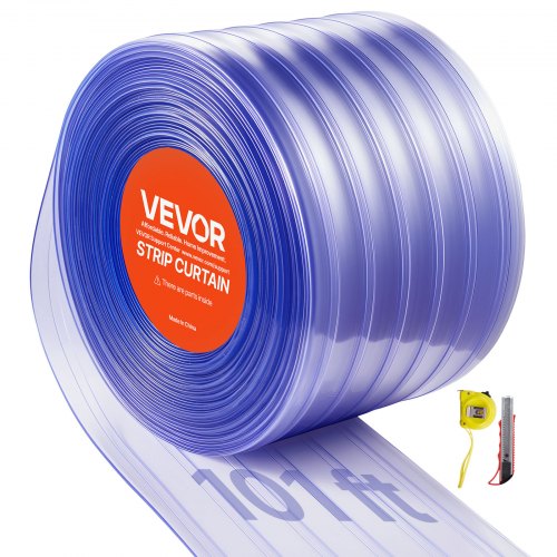 VEVOR PVC-Streifenvorhang, 30,8 x 0,3 m, Lamellenvorhang, Meterware, -20 °C bis 60 °C Vorhangstreifen für Türen von Supermärkten, Garagen, Lagerhallen, Scheunen & Tierställen, gerippt