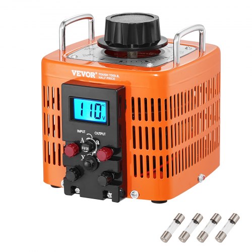 

VEVOR 2000VA Stelltransformator mit variabler Spannung, 6,6 A, 230 V Eingang, 0-300 V Ausgang, Wechselspannungsregler, mit LCD-Display, 4 zusätzlichen Sicherungen, für Zuhause, Industrie, Büro