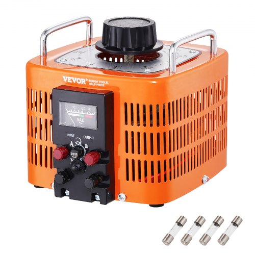 

VEVOR Automatischer variabler Spannungstransformator 3000 VA, 10 A, Eingang 230 V, Ausgang 0-300 V, AC-Spannungsregler 4 Sicherungen, thermischer Steuerschalter für Haus, Büro