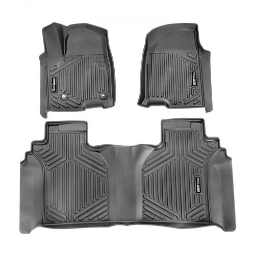 VEVOR Autofußmatten passend für Chevrolet Silverado/GMC Sierra 1500, 2500/3500 HD 2019-2024/2020-2024, 3-teilige Einlagen für die vordere und zweite Reihe, wetterfeste maßgeschneiderte TPE-Fußmatten