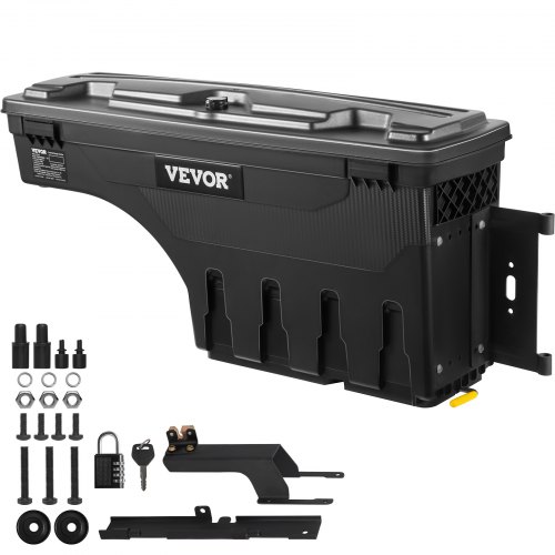 VEVOR LKW-Ladeflächen-Aufbewahrungsbox, Abschließbarer Koffer, 25 L ABS-Radkasten-Werkzeugkasten, Wasserdicht & Langlebig, Kompatibel mit Ford F-150 2015-2021 R, LKW-Ladefläche Aufbewahrungsbox