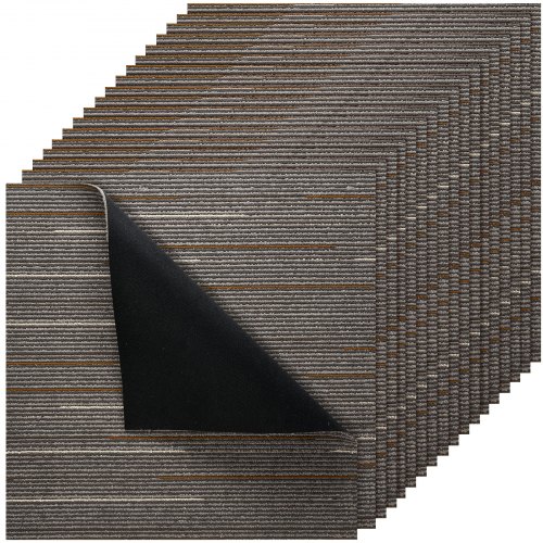 VEVOR Teppichfliesen 609,6 x 609,6 x 6 mm, 24er-Pack, modularer Teppichboden mit Fläche von 9 m², Teppich Bodenbelag, einfacher DIY-Austausch für Wohnzimmer und Büro, Dunkelbraun