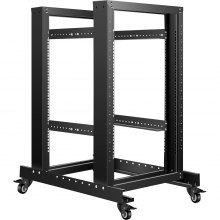 VEVOR Open Frame Server Rack, Netzwerk Rack 48,8 cm (19 Zoll)，Open Frame Rack 15HE, 4 Pfosten Schwerlast Rack 1-15 U Tief, Serverschrank tiefenverstellbar mit Rollen， Tragfähigkeit 180 kg