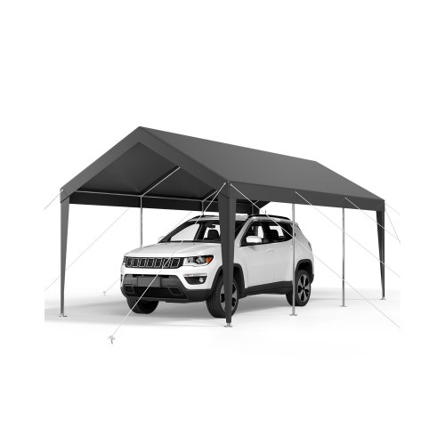 VEVOR Carport, 3,05 x 6,09 x 2,87 m Autohoes, Draagbare Tentgarage, Gegalvaniseerde Autooverkapping, Garagetent UV-bestendig, Bescherming voor Alle Seizoenen, Opslagruimte, Ideaal voor Auto, Boot, Motor