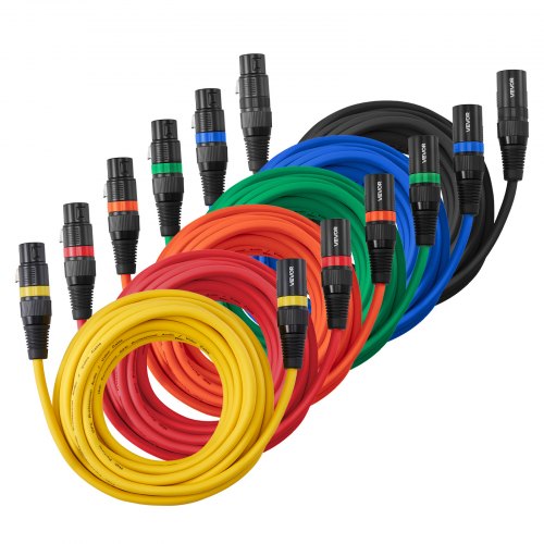 VEVOR XLR-Kabel 6,1m, 6er-Pack, symmetrische DMX-Mikrofonkabel (Stecker auf Buchse), vergoldete 3-polige XLR-Mikrofon-Lautsprecherkabel, für Bühnenbeleuchtung, Mikrofone, Verstärker, Mischpulte