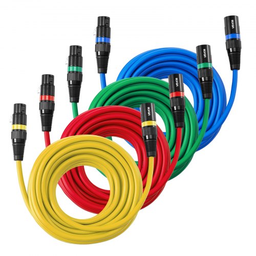 

VEVOR XLR-Kabel 7,62 m, 4er-Pack, symmetrische DMX-Mikrofonkabel (Stecker auf Buchse), vergoldete 3-polige XLR-Mikrofon-Lautsprecherkabel, für Bühnenbeleuchtung, Mikrofone, Verstärker, Mischpulte