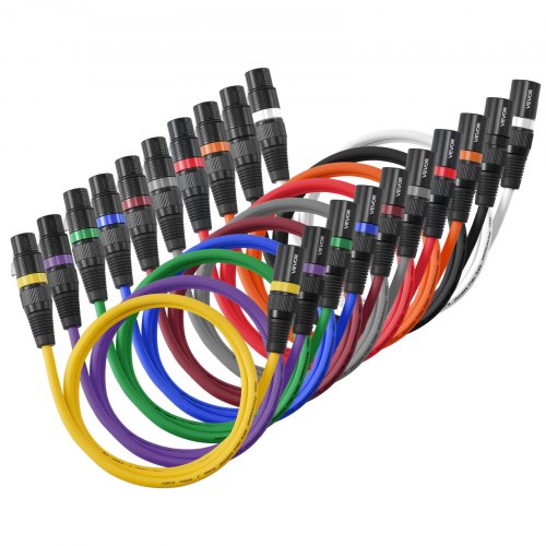 

VEVOR XLR-Kabel 1 m, 10er-Pack, symmetrische DMX-Mikrofonkabel (Stecker auf Buchse), vergoldetes 3-poliges XLR-Mikrofon-Lautsprecherkabel, für Bühnenbeleuchtung, Mikrofone, Verstärker, Mischpulte