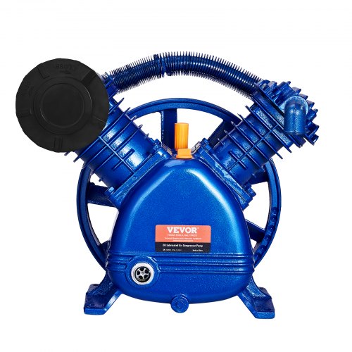 VEVOR Luftkompressor-Pumpenkopf, 5,5 PS, 5,75 CFM bei 90 PSI, ölgeschmierter Luftkompressor-Kolbenpumpenkopf mit zwei Zylindern, zweistufiger V-Typ-Luftkompressor-Pumpenersatz aus Gusseisen mit max. 185 PSI Druck