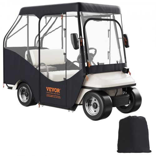VEVOR Transparent Golfwagen Regenabdeckung 4-Personen-Golfwagenabdeckung 152 x 110 cm, 420D-Polyester Wasserdicht, Tragbar, Fahrbar, Aufbewahrungsabdeckung für Golfwagen Passend für EZGO TXT Golfwagen