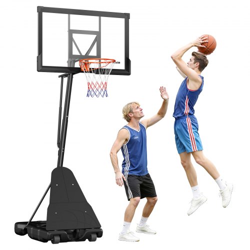 

VEVOR tragbarer Basketballständer, max. 3,05 m höhenverstellbarer (manuell) Basketballkorb, Basketballanlage mit 130 cm PC-Rückwand, Basketballkorsystem Backboard-Set für Terrassen Schulen