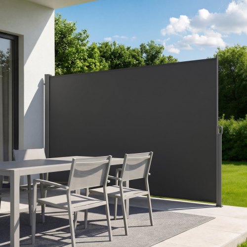 

VEVOR Seitenmarkise Ausziehbar 180x300 cm, Seitenrollo aus 180 g/m² Polyestergewebe, Wandmarkise, Windschutz, Sonnenschutz, Sichtschutz, Raumteiler für Garten, Balkon, Pool, Terrasse, Grau