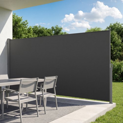 

VEVOR Seitenmarkise Ausziehbar 185x420 cm, Seitenrollo aus 180 g/m² Polyestergewebe, Wandmarkise, Windschutz, Sonnenschutz, Sichtschutz, Raumteiler für Garten, Balkon, Pool, Terrasse, Grau