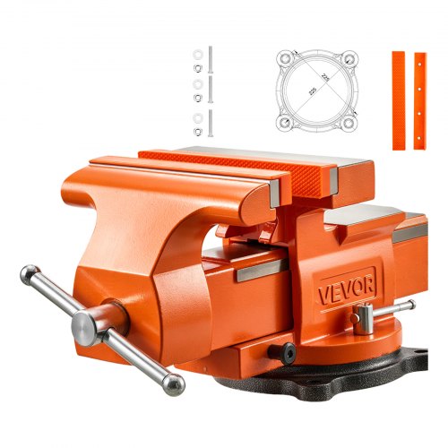 VEVOR Werkbankschraubstock 203 mm Backenbreite Schraubstock 360° Drehbar, für Sägen, Schleifen, Bohren und Rohrschneiden, 25 kN Spannkraft, mit Schnellspannhebel, Amboss, Schrauben und Muttern