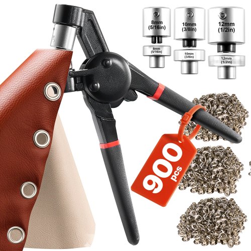 

VEVOR Ösen Werkzeugsatz 900 Stk. 8/10/12mm Metallösen Ösenpresse Locher